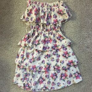 Floral strapless dress